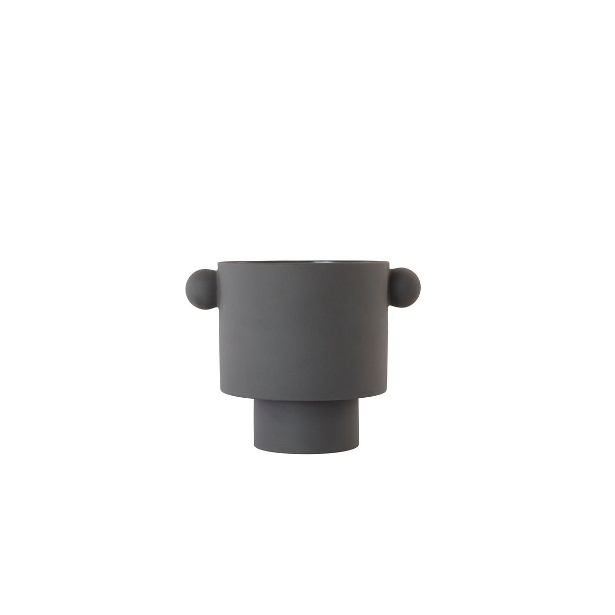 Pot Inka Kana en céramique anthracite avec poignées sculpturales
