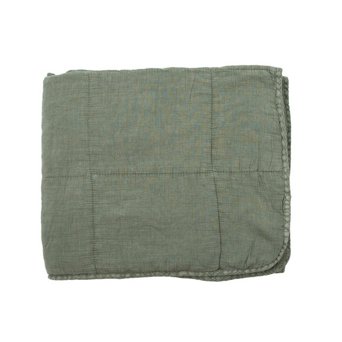 Plaid Charlotte vieux vert en coton matelassé, élégant et raffiné