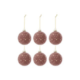 Boule de Noël Dots en velours rose clair et or - Lot de 6