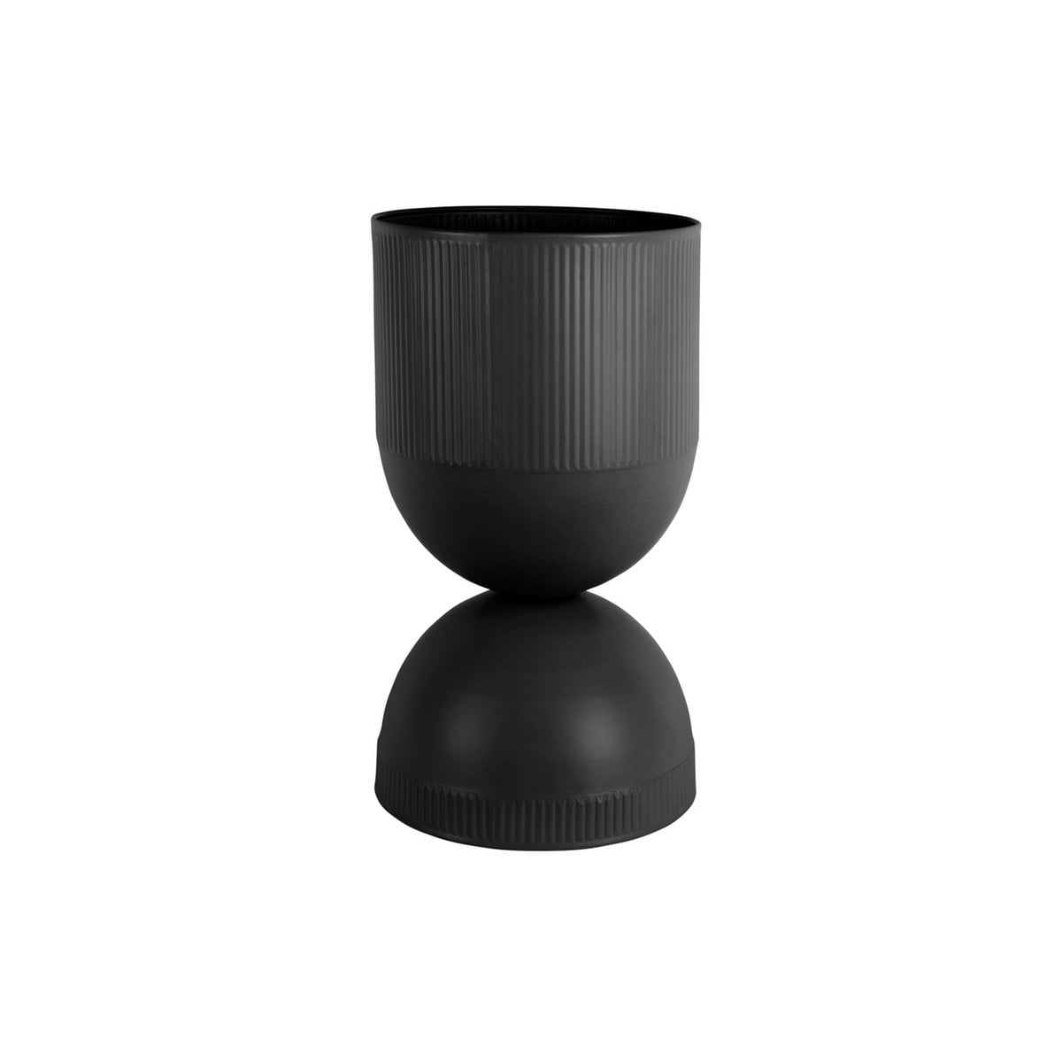 Pot de fleur Tonar Large en métal noir, design réversible