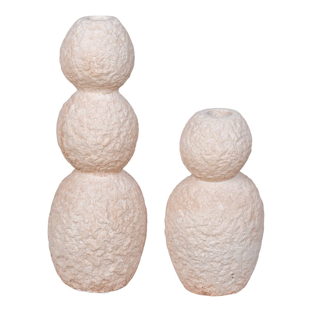 Bougeoir en ciment naturel, vue de face, design épuré