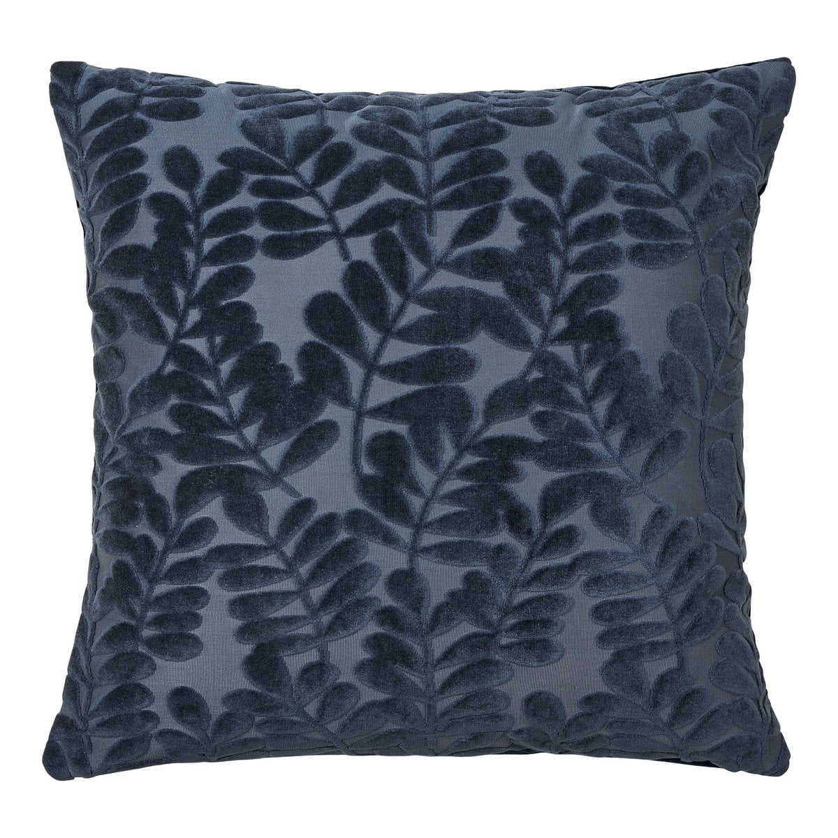 Coussin Yona bleu 45x45 cm sur un canapé moderne