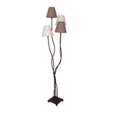 Lampe debout textile "Boho", lampadaire en beige / marron, avec une douille E14, pour salle à manger, salon, couloir ou bureau, 138 cm de haut