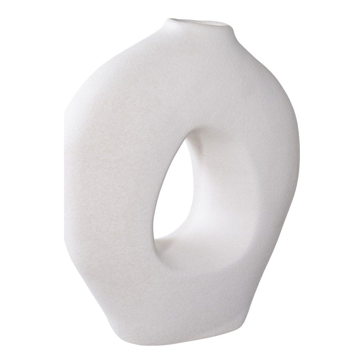 Vase déco blanc, vue de dessus avec ouverture visible