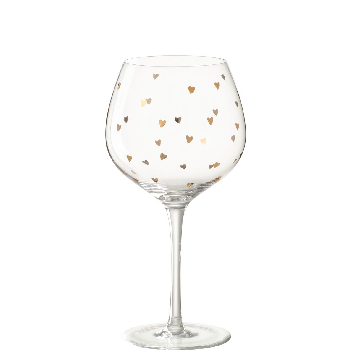 Verre à vin Coeur J-Line en verre transparent avec finition dorée