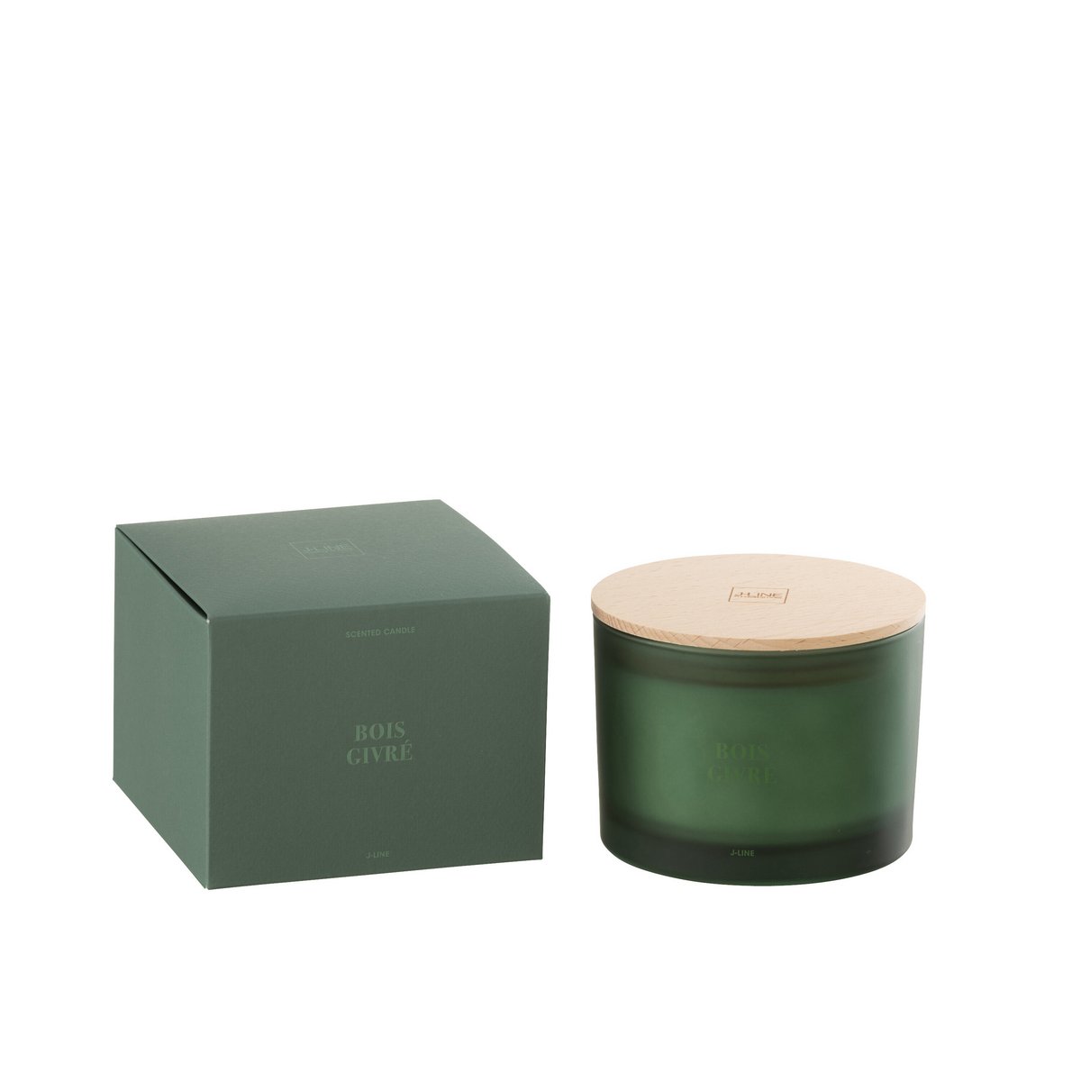 Bougie J-Line Bois Givré avec couvercle en bois