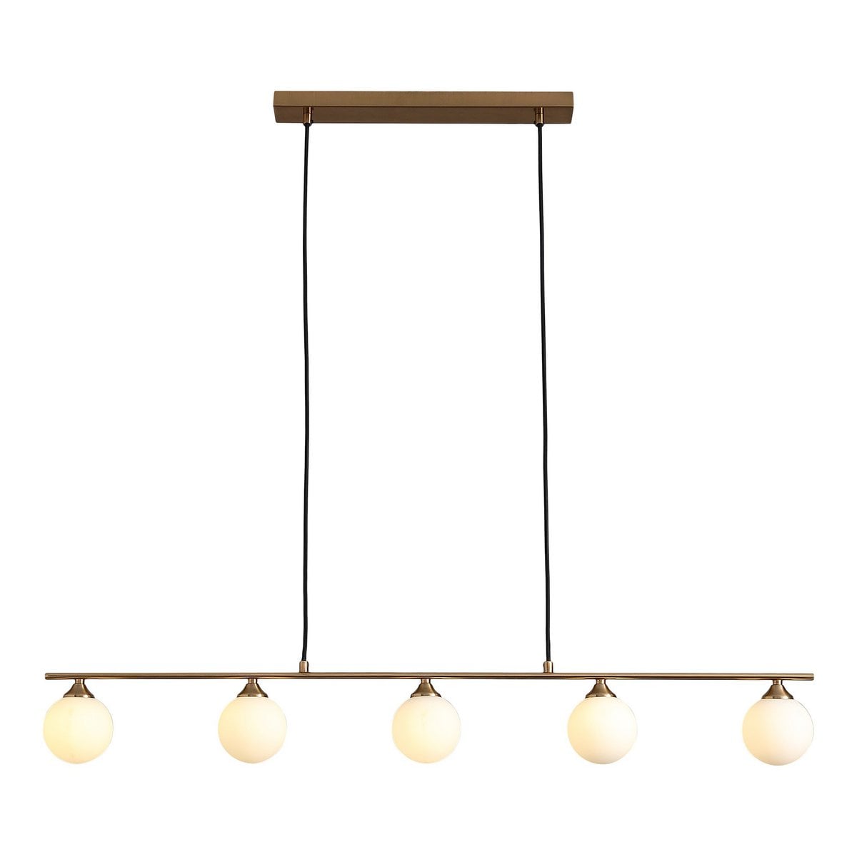 Suspension Halifax en laiton avec cordon en tissu, vue de face