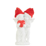 Figurine Ange Debout Coeur en polyresine rouge et blanc, élégante et festive