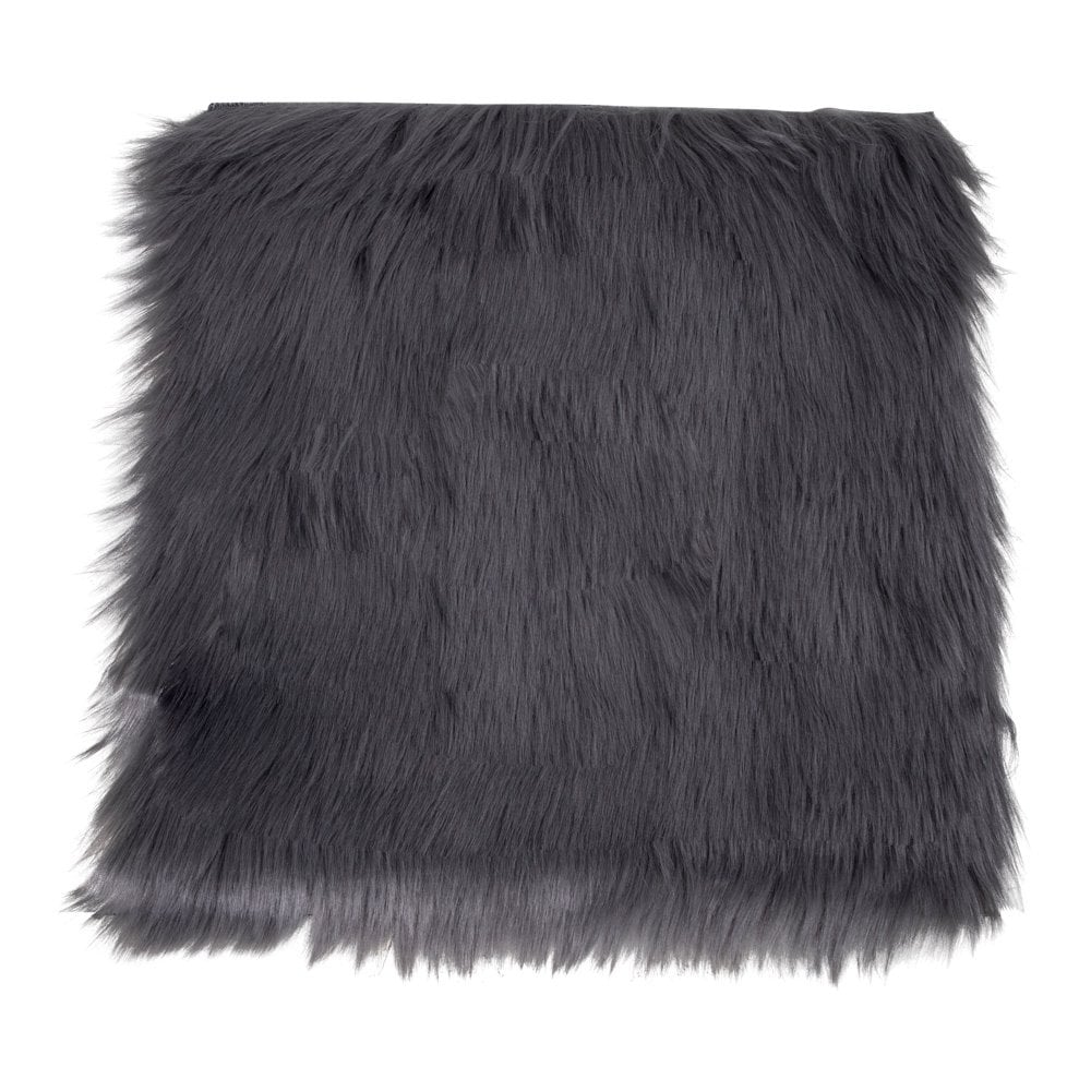 Coussin d'assise en peau d'agneau artificielle gris, texture douce et moelleuse