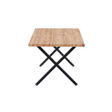 Détail du cadre en X en métal thermolaqué de la table à manger