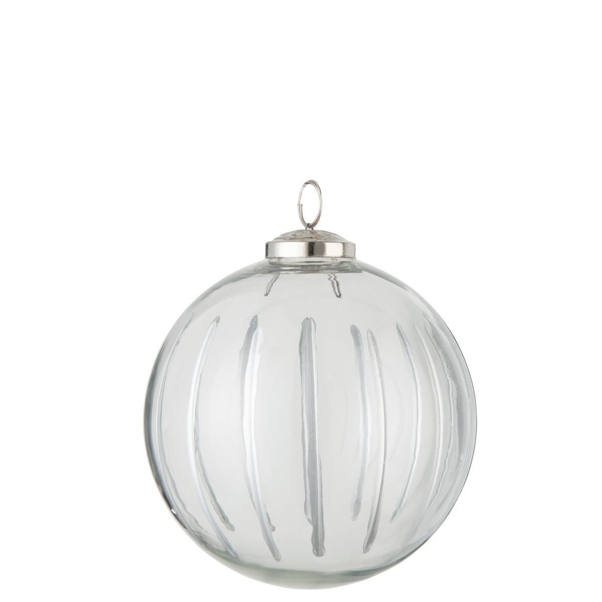 Boule de Noël Stripe en verre transparent et argenté, élégante et brillante