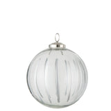 Boule de Noël Stripe en verre transparent et argenté, élégante et brillante
