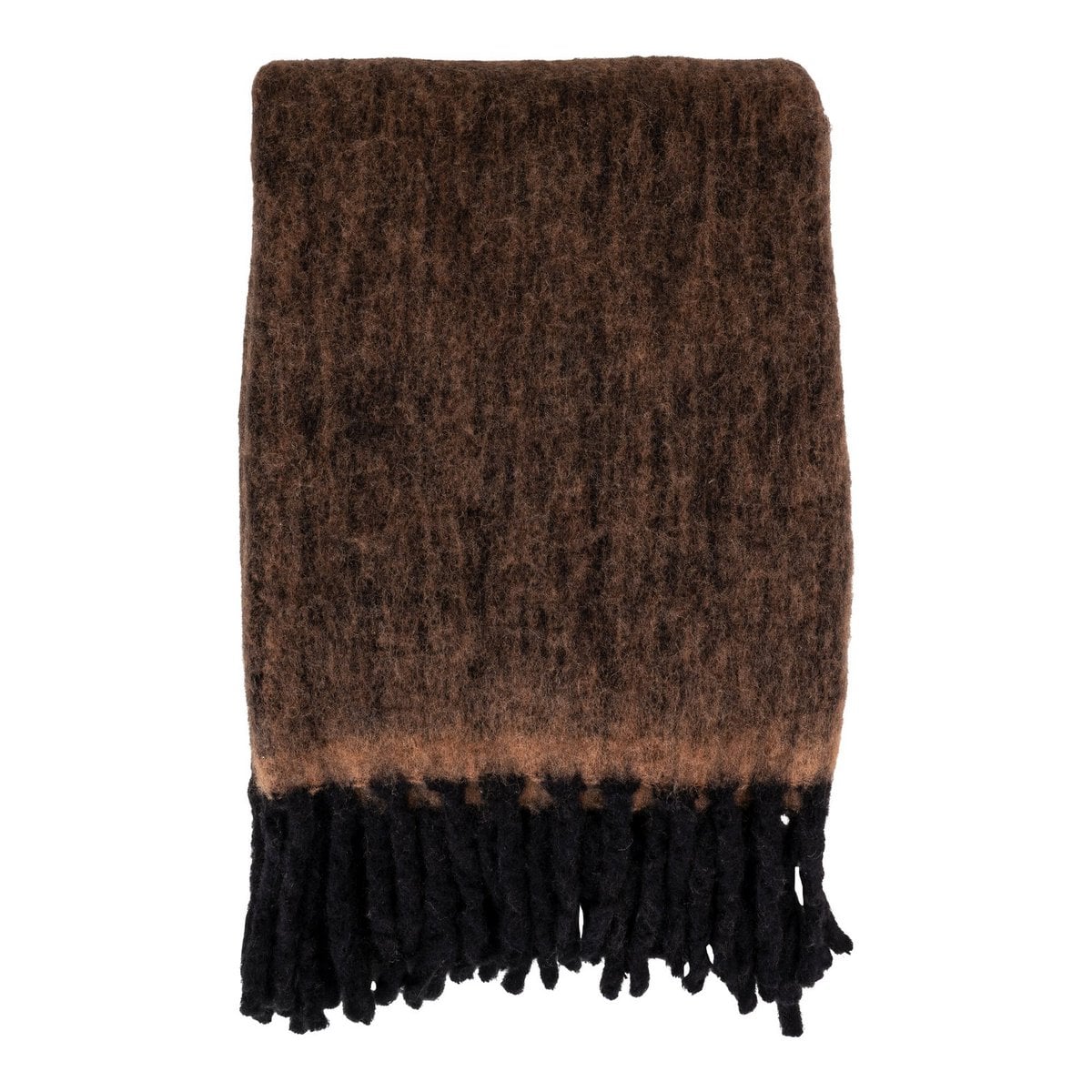 Carmel Plaid marron en laine drapé sur un canapé, style rustique