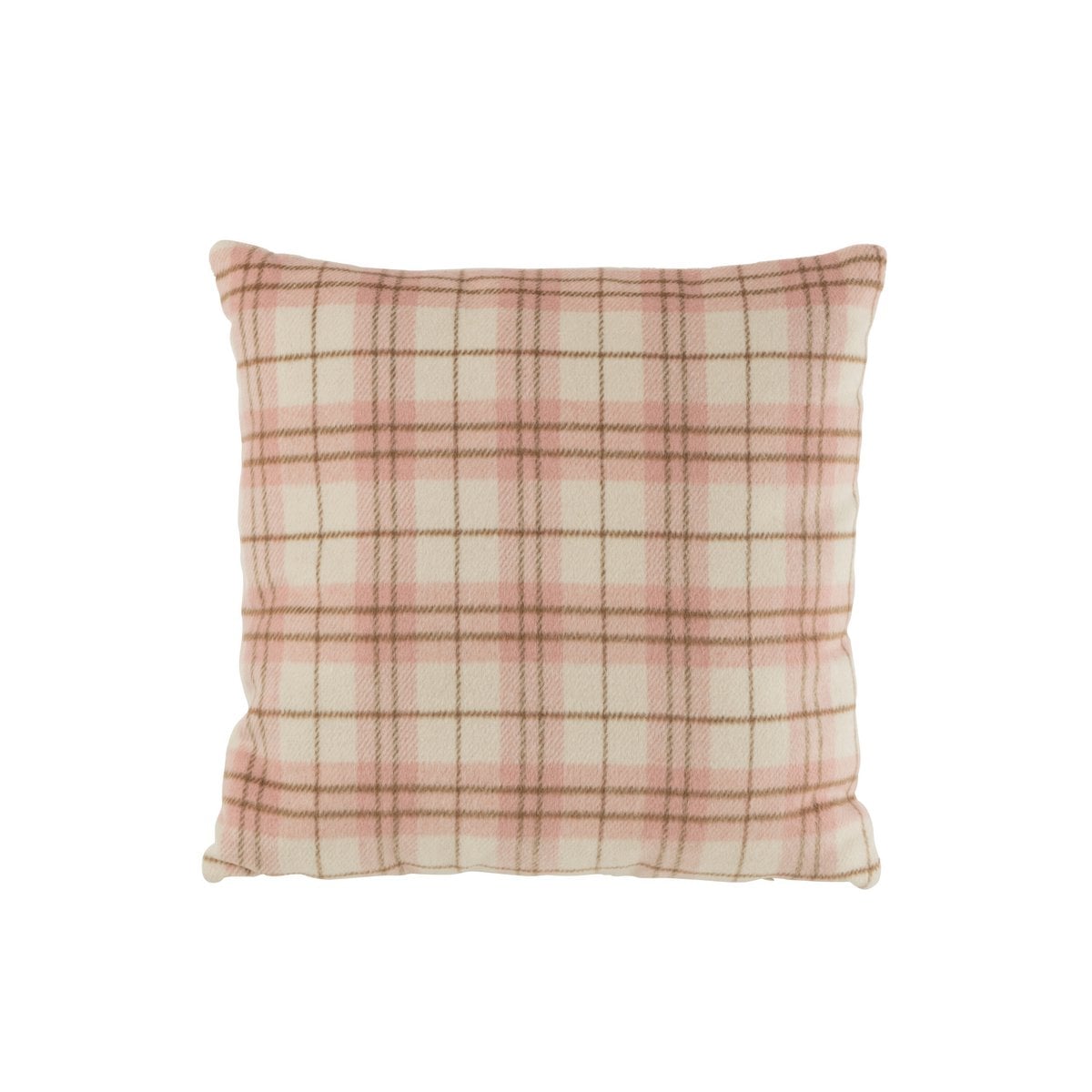 Coussin J-Line à carreaux - textile blanc et rose, élégant et confortable