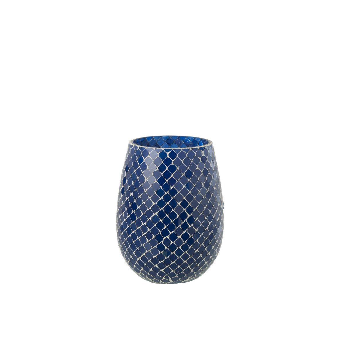 Bougie parfumée J-Line Mia Mosaic en verre bleu, vue d'ensemble
