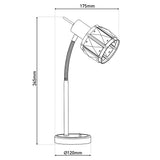 Lampe à table à LED "Josefa", lampe de table en métal et verre en optique en acier inoxydable, avec lampe filamentaire de version E14 incluse, léger pour le salon, salle à manger, couloir ou couloir 34,5 x 17,5 cm