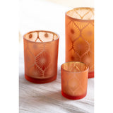 Bougeoir J-Line Diamond Flowers en verre orange - ambiance de salon