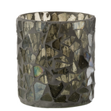 Bougeoir J-Line Mosaic en verre gris et vert, vue de face