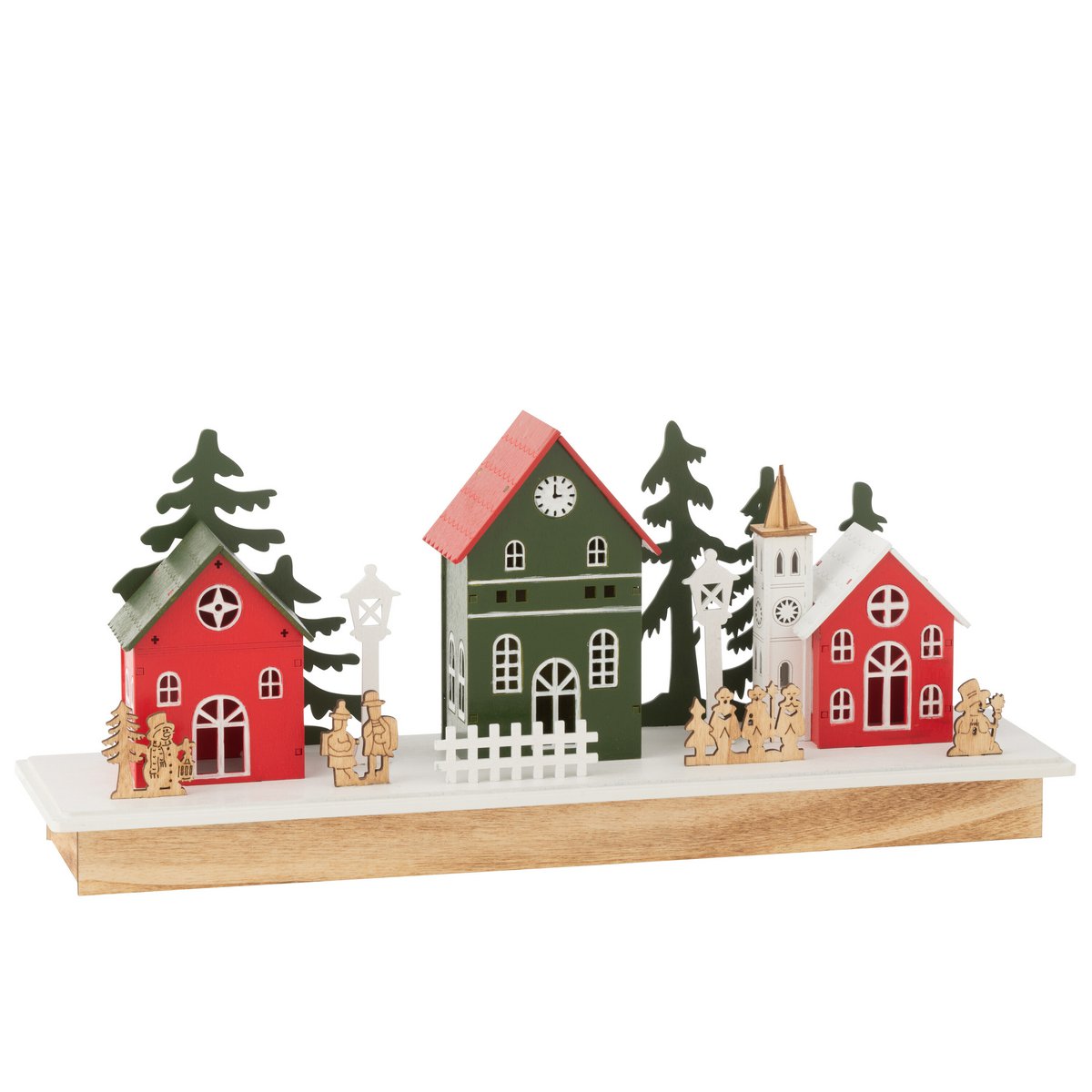 J-Line Deco Winter LED Village Mélange de Bois