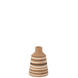 Vase Tukano Stripes de J-Line, céramique marron noir blanc, petit modèle