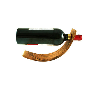 Porte-bouteille de vin lune en bois d'olivier - vue de face