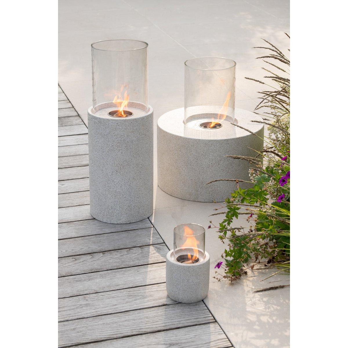 Table Cheminée Bio-Ethanol Colonne Gris - détail du matériau