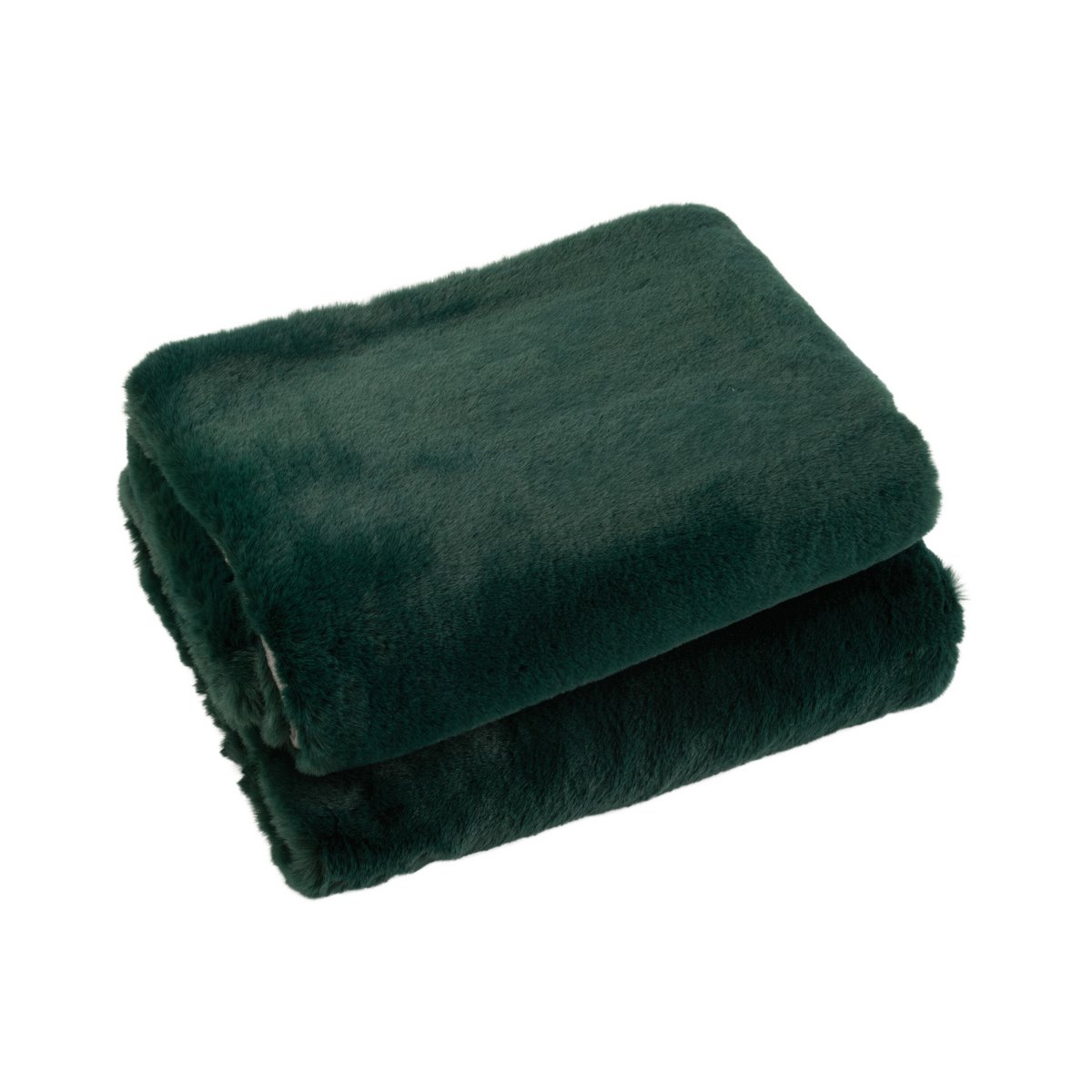 Gros plan sur la texture douce du plaid Cutie J-Line vert foncé.