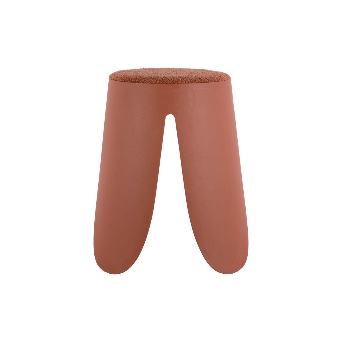 Vue latérale du tabouret Savor, mettant en avant son assise en peluche.