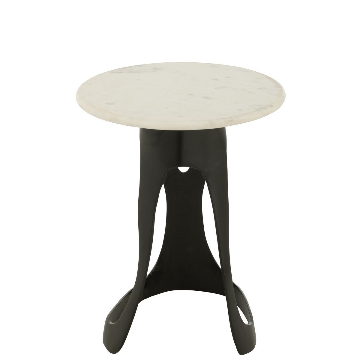 Détail de la finition de la table d'appoint J-Line en noir et blanc