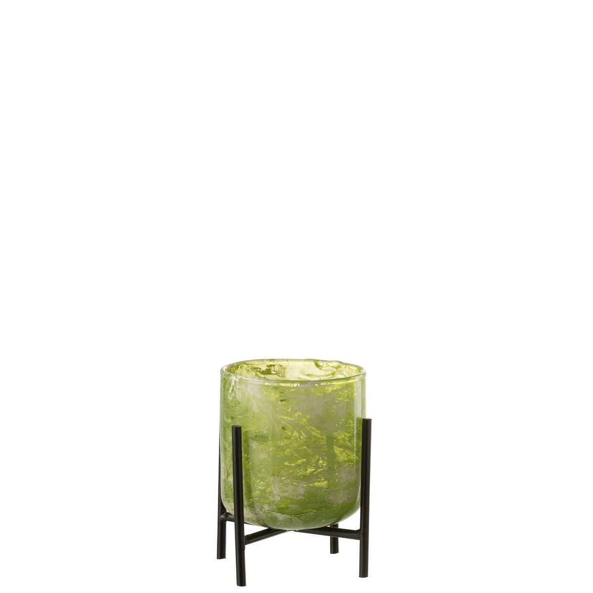 Lanterne J-Line Standing Marble en verre et fer vert, vue de face