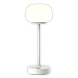 Batterie à LED / lampe de table "Pina" de 30 cm de haut, en métal (blanc) et en verre (blanc), LED intégrés, blanc chaud