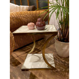 Table d'appoint blanc décoratif angulaire 40 h 45 cm table de lampe de la lampe canapée de la table en métal or