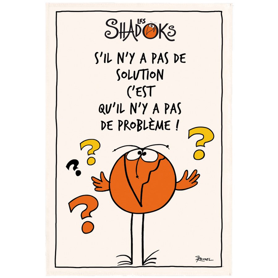Torchon Shadok Ecru 48 x 72 - design humoristique en sérigraphie