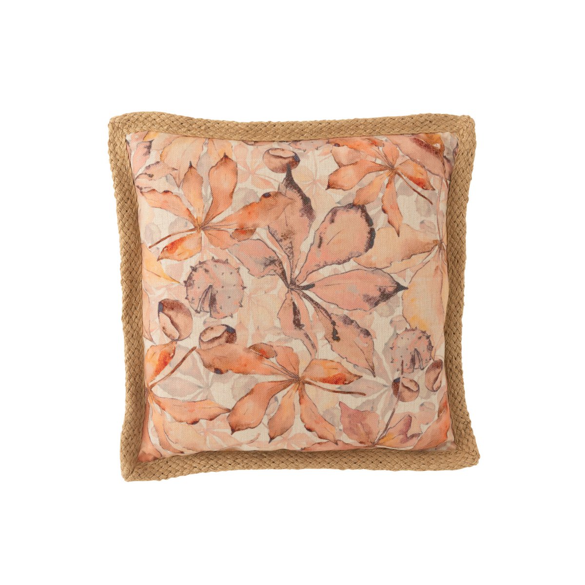 Coussin J-Line Garden en polyester beige et vert sur fond blanc