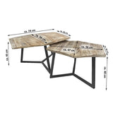 Table basse set 2 pièces table de salon table gigogne Paris cadre métal noir blanc ou argent antique
