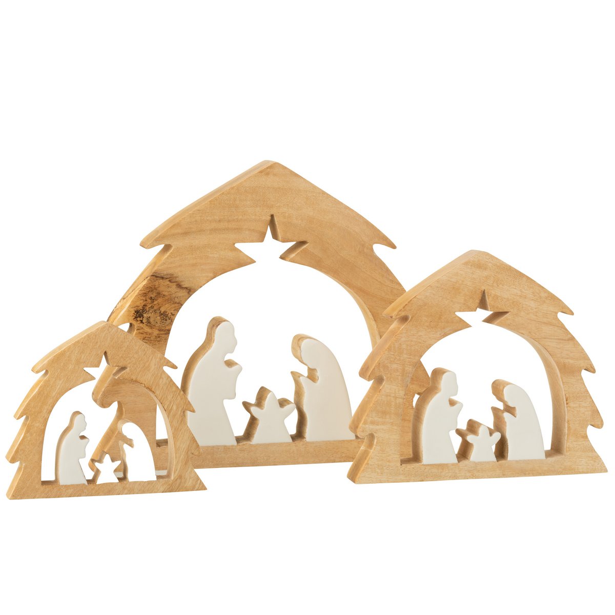 Arbre de Crèche J-Line en bois blanc et naturel, élégant et raffiné.