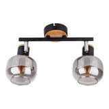 2 pancarnetes "Fumoso", plafond métallique et verre fumé en noir, et nature, avec socket e14, pour salle à manger, salon, couloir ou bureau, 40 x 20 cm