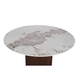 Table Ronde Urban Chique Céramique Marbre / Placage Noyer
