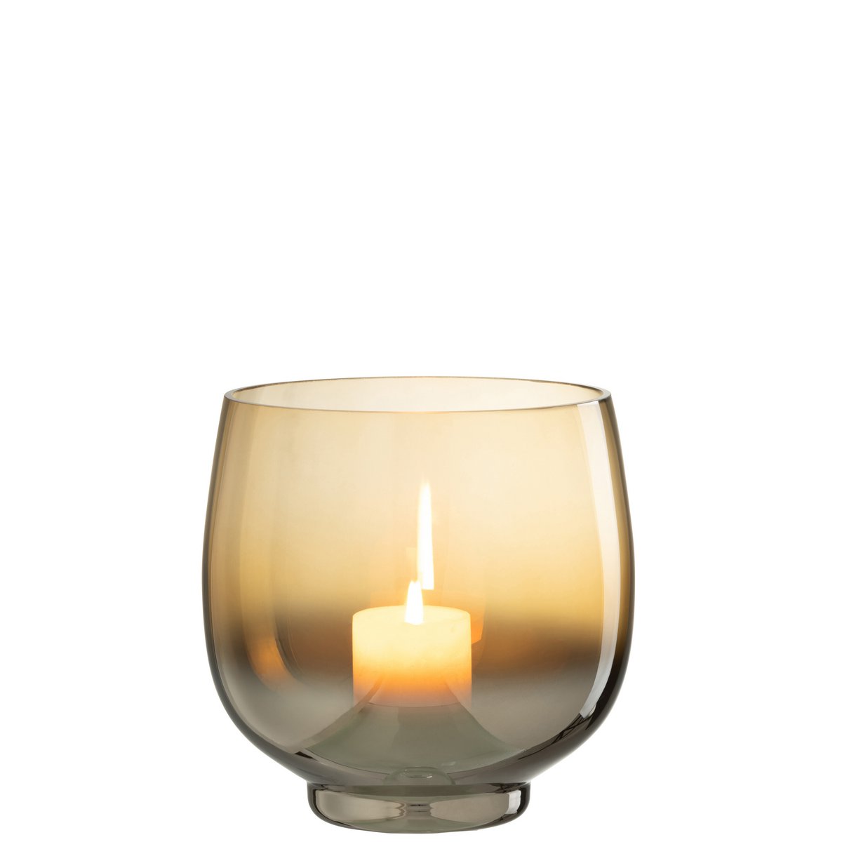 Lanterne J-Line ronde en verre jaune et argent, vue de face