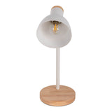 Lampe de bureau "Marie" en métal et en bois, E14, blanc, 36,5 cm de haut