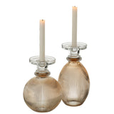 Bougeoir/Vase Malik en verre taupe, ambiance décorative