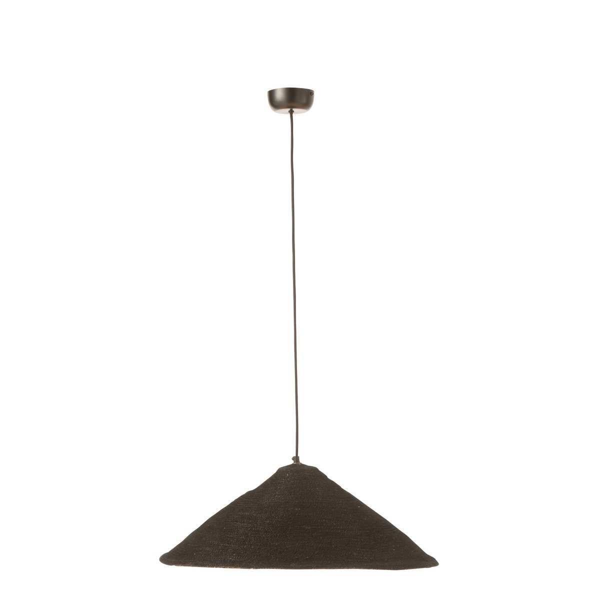 Détail du design de la lampe Hat Moonj en jute noir