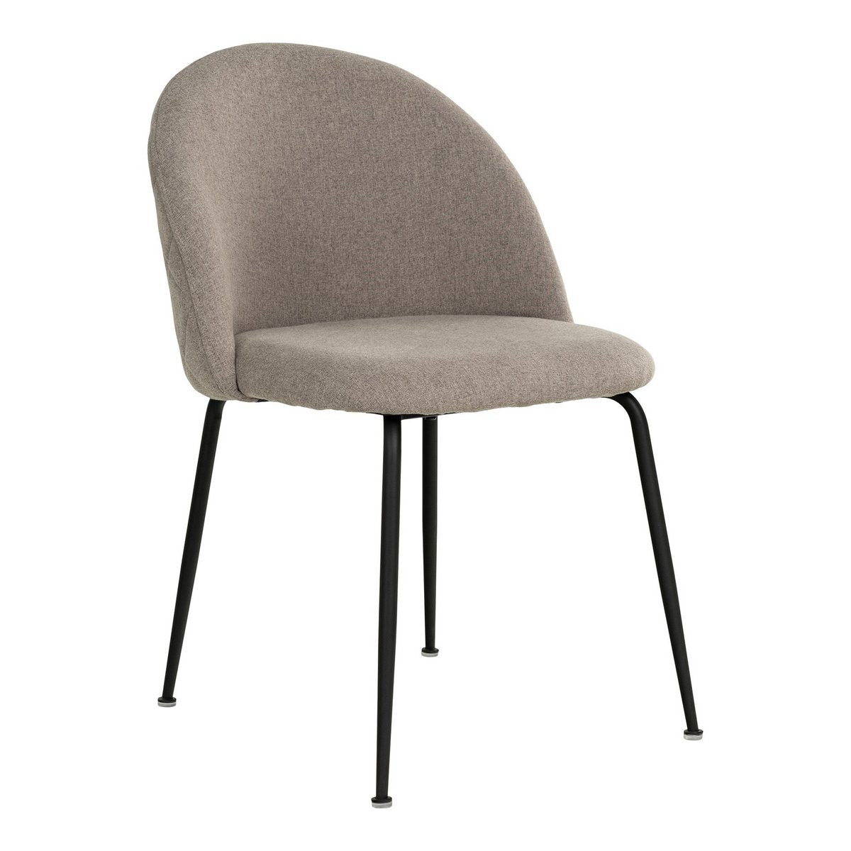 Chaise Geneve en tissu pierre avec pieds en métal noir, vue de face