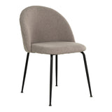 Chaise Geneve en tissu pierre avec pieds en métal noir, vue de face