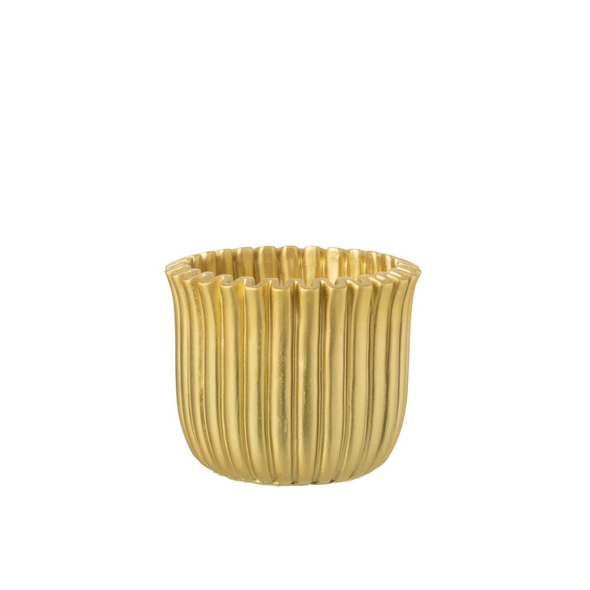 Pot de fleur J-Line Ribbed en ciment doré, vue de face
