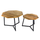 Table basse lot de 2 tables d'appoint octogonales structure métal Las Vegas
