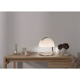 Lampe de table "Burano" blanc, env. 25 cm de haut, Ø 23,5 cm, en métal et en verre noir color en chrome, E27.