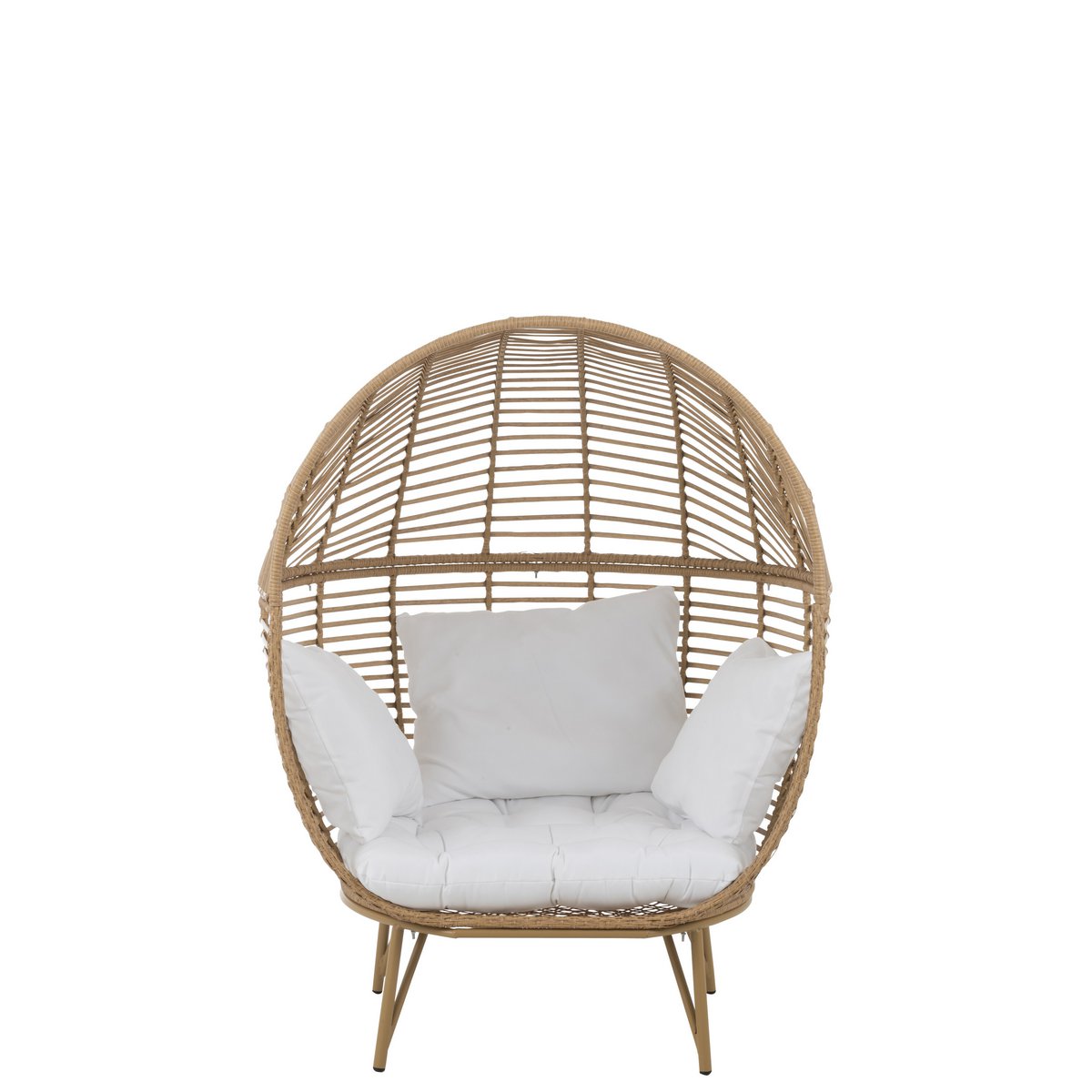 Chaise longue J-Line Ovale en métal naturel vue de face