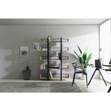 Étagère moderne en MDF et métal, détail des matériaux