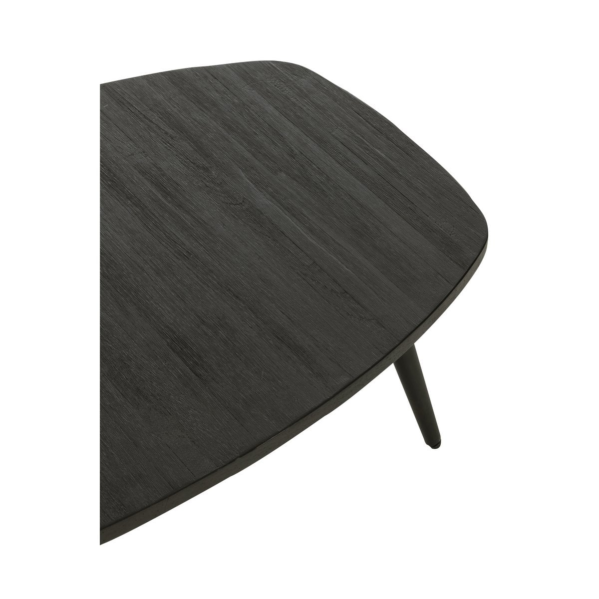 Détail du matériau en bois noir de la table d'appoint J-Line.